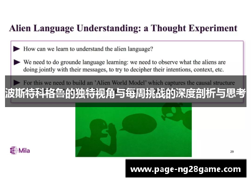 波斯特科格鲁的独特视角与每周挑战的深度剖析与思考